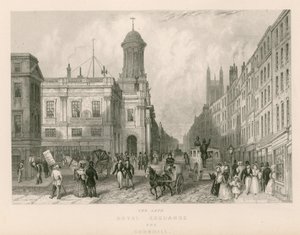 Die späte Royal Exchange und Cornhill, London von English School
