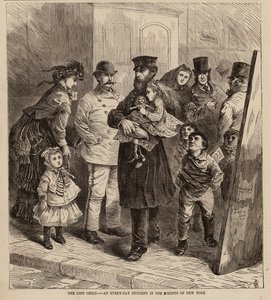 Das verlorene Kind, ein alltägliches Ereignis in den Straßen von New York (Gravur) von English School