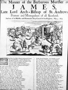 Die Art des barbarischen Mordes an James, dem verstorbenen Erzbischof von St. Andrews, Primas und Metropolit von ganz Schottland, 1679
