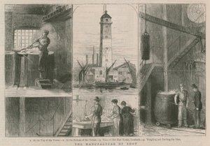 Die Herstellung von Schrot; Ansicht des alten Schrotturms, Lambeth von English School