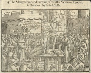 Das Martyrium und die Verbrennung von William Tyndall in Flandern bei Filford Castle von English School