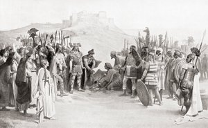 Das Treffen von Hannibal mit den Ceutrones, einem keltischen Stamm des antiken Gallien, während seiner Alpenüberquerung im Jahr 218 v. Chr., aus Hutchinson