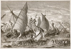 Die Seeschlacht im Hafen von Syrakus von English School