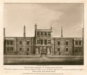 Die Nordfront des Somerset House, The Strand, London, basierend auf einem Druck von W. Moss aus dem Jahr 1777