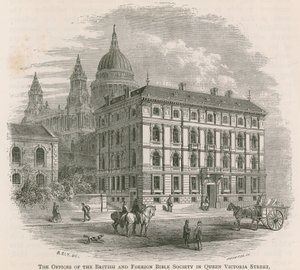 Die Büros der Britischen und Ausländischen Bibelgesellschaft in der Queen Victoria Street, London