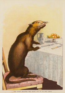 Der Otter bestieg den Stuhl und auf den Tisch von English School