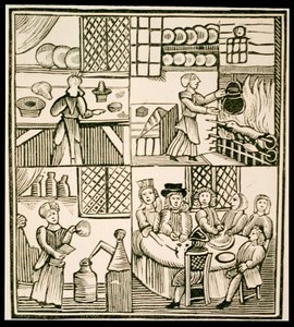 Die Zubereitung von Pasteten, Seite aus einem Kochbuch des 15. Jahrhunderts