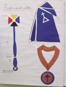 Die Robe (mit dem Symbol des Ordens) und die Insignien des Lehrers (Praemonstrator) des Hermetischen Ordens der Goldenen Morgenröte, ca. 1895 von English School