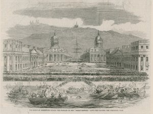 Die Szene in Greenwich während der Passage der Great Eastern von English School