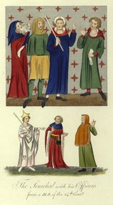 Der Seneschall mit seinen Offizieren, 14. Jahrhundert von English School