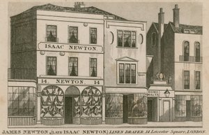 Das Schaufenster von Isaac Newton, Leinenhändler, 14 Leicester Square, London
