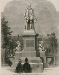 Die Statue von Sir Hugh Myddleton am Islington Green (Gravur)