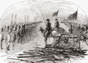 Die Kapitulation von General Burgoyne nach der zweiten Schlacht von Saratoga von English School