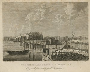 Die provisorische Brücke bei Blackfriars von English School