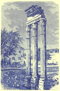 Die drei Säulen am Tempel des Castor, Illustration aus Geschichte Roms von Victor Duruy, veröffentlicht 1884