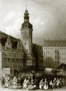 Das Rathaus und der Marktplatz, Leipzig von English School