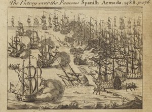 Der Sieg über die berühmte spanische Armada, 1588 von English School