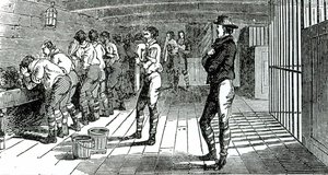 Der Waschraum unter Deck - verurteilte Gewerkschafter werden nach Australien transportiert, illustriert in Die Märtyrer von Tolpuddle, veröffentlicht vom Gewerkschaftskongress, 1834