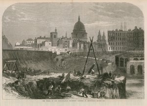 Die Arbeiten der Metropolitan Extension Railway in Smithfield von English School