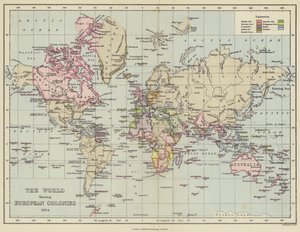 Die Welt mit europäischen Kolonien von English School
