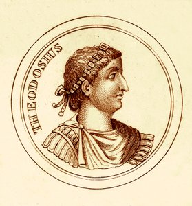 Theodosius, Illustration aus Das universelle historische Wörterbuch von George Crabb, veröffentlicht 1825 von English School