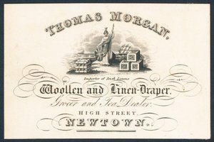 Thomas Morgan, Woll- und Leinenhändler, Lebensmittelhändler und Teehändler, Visitenkarte von English School