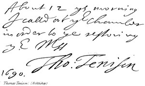 Thomas Tenison, Erzbischof von English School