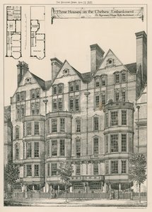 Drei Häuser am Chelsea Embankment von English School