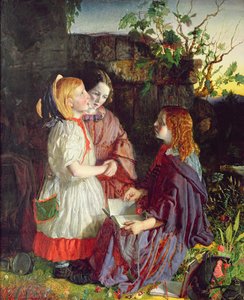 Drei junge Mädchen in einer Landschaft, ca. 1860 von English School