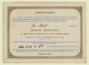 Eintrittskarte für Charles Dickens Amateurtheateraufführung, 1845 von English School