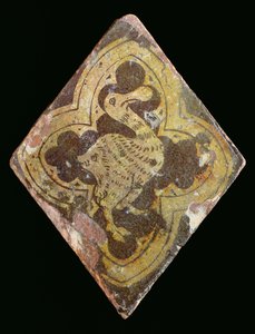 Fliese mit einem mythischen Tier, vermutlich aus der Hailes Abbey, Gloucestershire, frühes 14. Jahrhundert