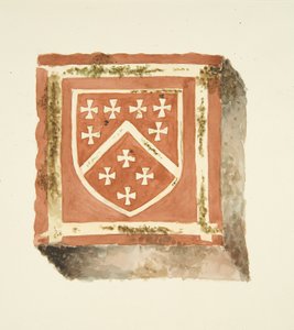 Fliese vom Boden der Kathedrale von Bristol, die die Berkeley-Wappen zeigt