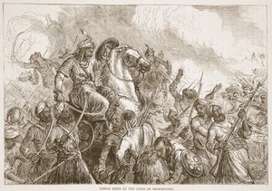 Tippoo Sahib an den Linien von Travancore, Illustration aus Cassells Illustrierter Geschichte Indiens von James Grant, veröffentlicht 1879 von English School
