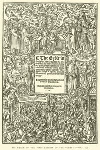 Titelseite der ersten Ausgabe der Großen Bibel, 1539 von English School