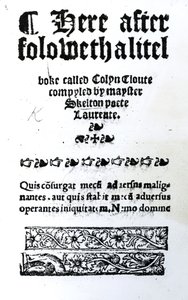 Titelseite für Colin Cloute von John Skelton, veröffentlicht ca. 1550 von English School
