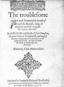 Titelseite für Edward II von Christopher Marlowe, veröffentlicht 1598 von English School
