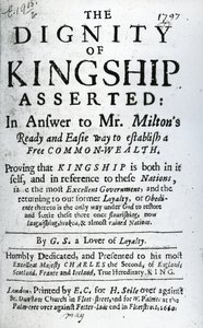 Titelseite für The Dignity of Kingship Asserted von G.S. a Lover of Loyalty, veröffentlicht 1660