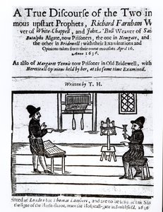 Titelseite von A True Discourse of the Two Infamous Prophets, Richard Farnham, Weaver, of White-Chapel, und John Bull, Weaver, of Saint Botolphs, Algate von T.H 1636