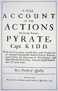 Titelseite eines Lebens des Piratenkapitäns William Kidd, veröffentlicht in London 1701 von English School