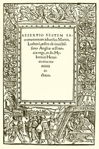 Titelseite von Heinrichs VIII. Buch gegen Luther von English School