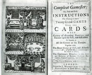 Titelseite der fünften Ausgabe von The Compleat Gamester, zugeschrieben Charles Cotton, veröffentlicht 1725 von English School