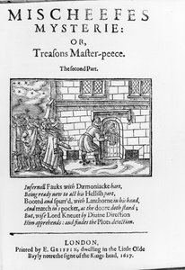 Titelseite zu Mischeefes Mysterie oder Treasons Master-peece - Der zweite Teil von John Vicars, 1617 von English School