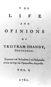 Titelseite zu The Life and Opinions of Tristram Shandy, Gentleman von Laurence Sterne, veröffentlicht 1760 von English School