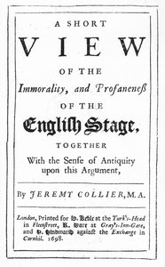 Titelseite zu A Short View of the Immorality and Profaneness of the English Stage von Jeremy Collier, 1698 von English School