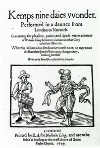 Titelseite zu William Kemps Nine Days Wonder, veröffentlicht 1600