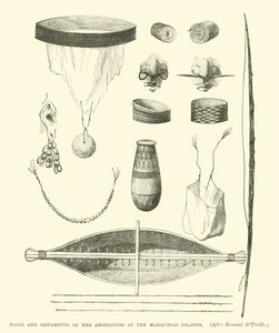 Werkzeuge und Ornamente der Ureinwohner der Marquesas-Inseln, nach Dumont D