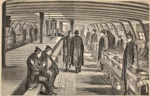 Oberdeck des Unite-Krankenhausschiffs, das den Hulks in Woolwich angegliedert ist, Illustration aus The Criminal Prisons of London and Scenes from Prison Life von Henry Mayhew und John Binny, veröffentlicht 1862