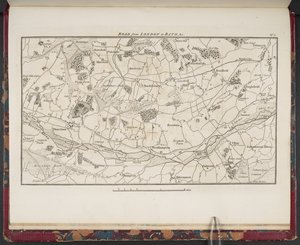 Topographische Karte der großen Straße von London nach Bath und Bristol, mit dem Land drei Meilen auf jeder Seite von English School