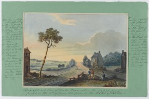 Topographische Ansicht von Quatre Bras, wo die englische Armee am 16. Juni 1815 vor der Schlacht von Waterloo kämpfte, ca. 1815 von English School