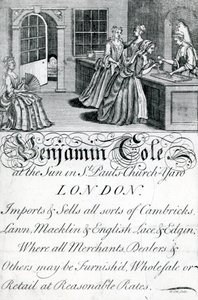 Handelskarte, Benjamin Cole, Londoner Kaufmann